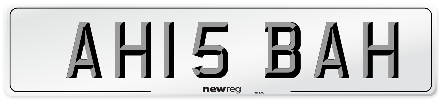 AH15 BAH Number Plate from New Reg